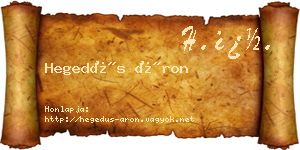 Hegedűs Áron névjegykártya